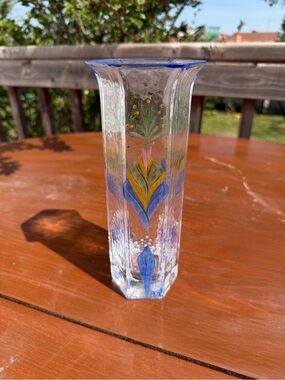 Signed! 8” Hand-Painted Sea Glasruk Vase